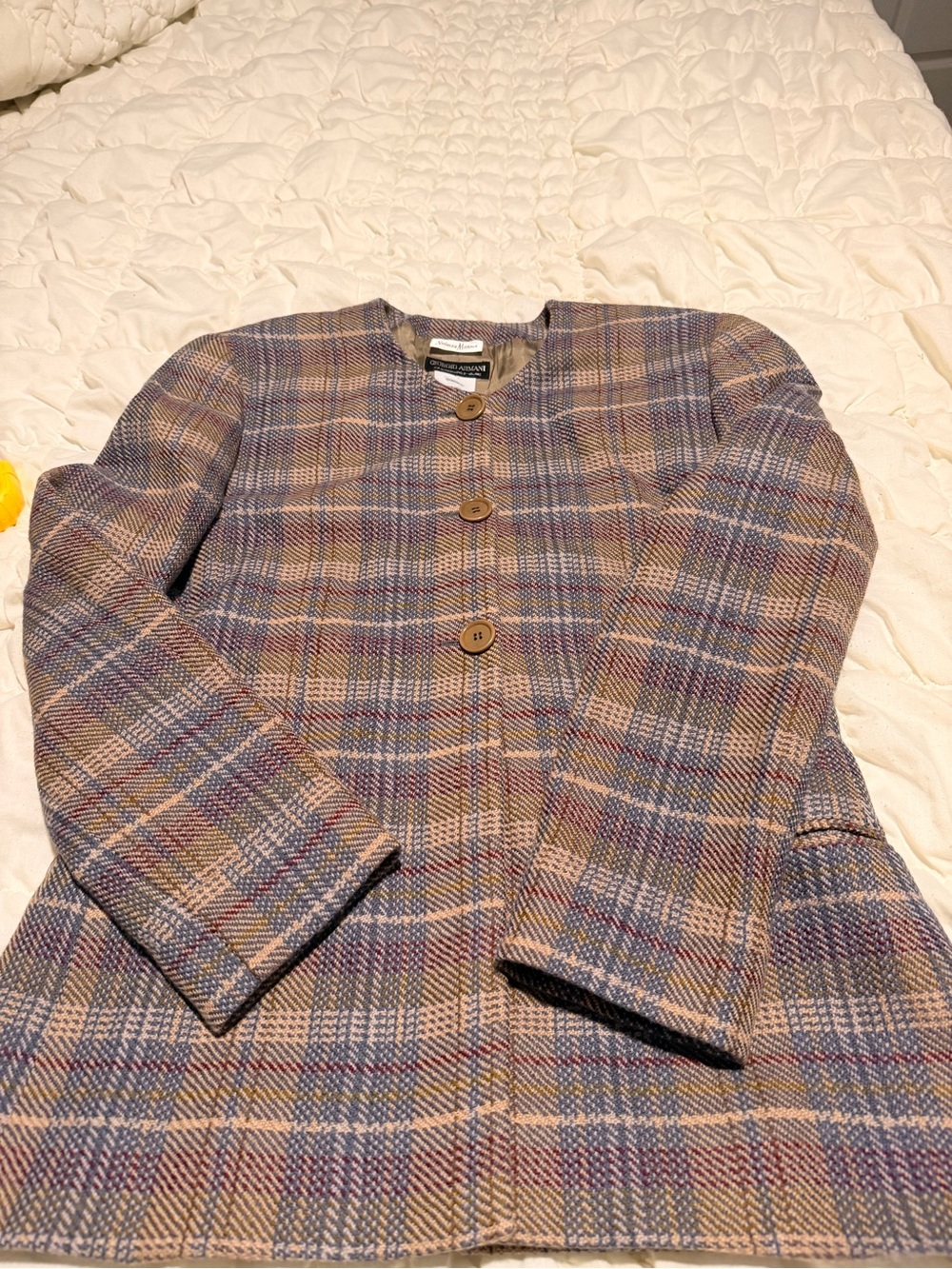 Giorgio Armani Plaid Blazer in Tan, Blue and Black Label